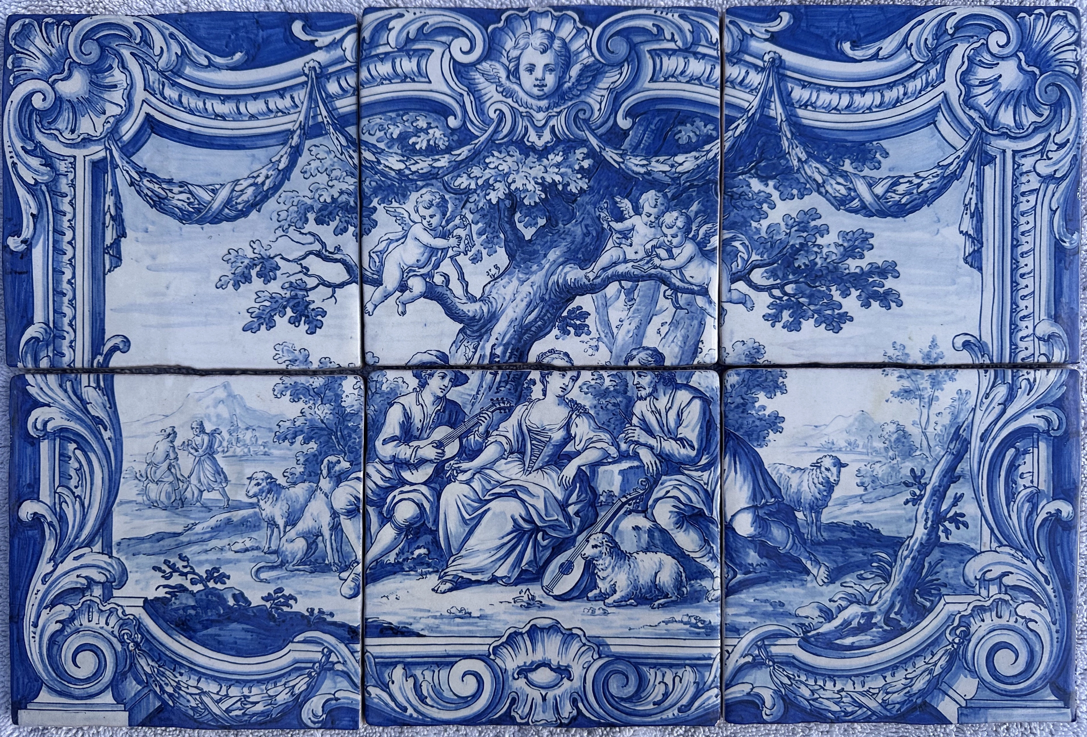 Pastoral scene azulejo panel