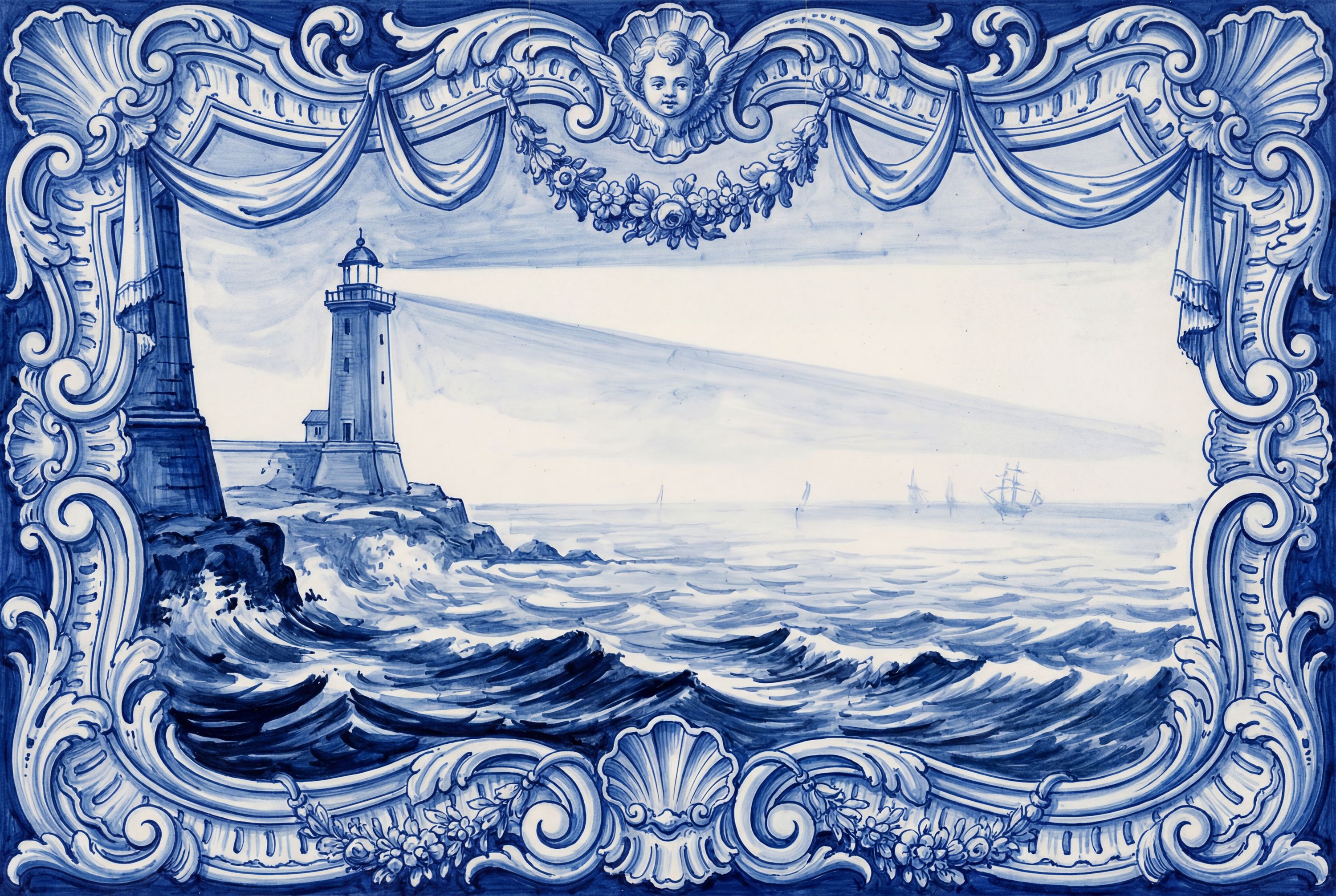 Lighthouse in Baroque Frame