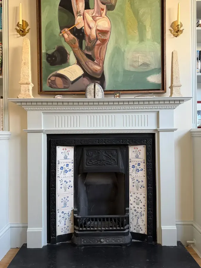 English Cottage Summer tiles in fireplace surround